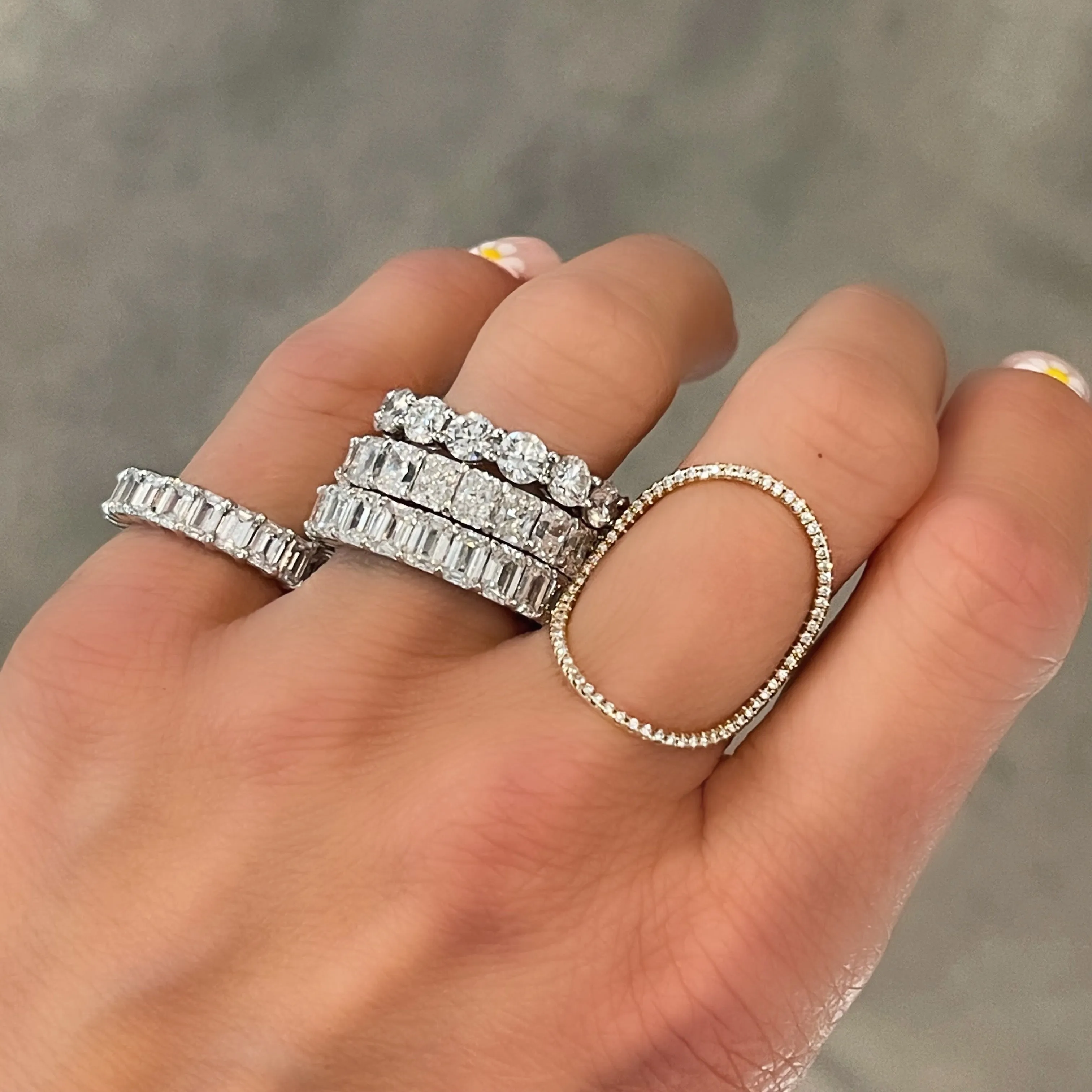 Sustainable Emerald Cut Diamond Eternity Band Ring