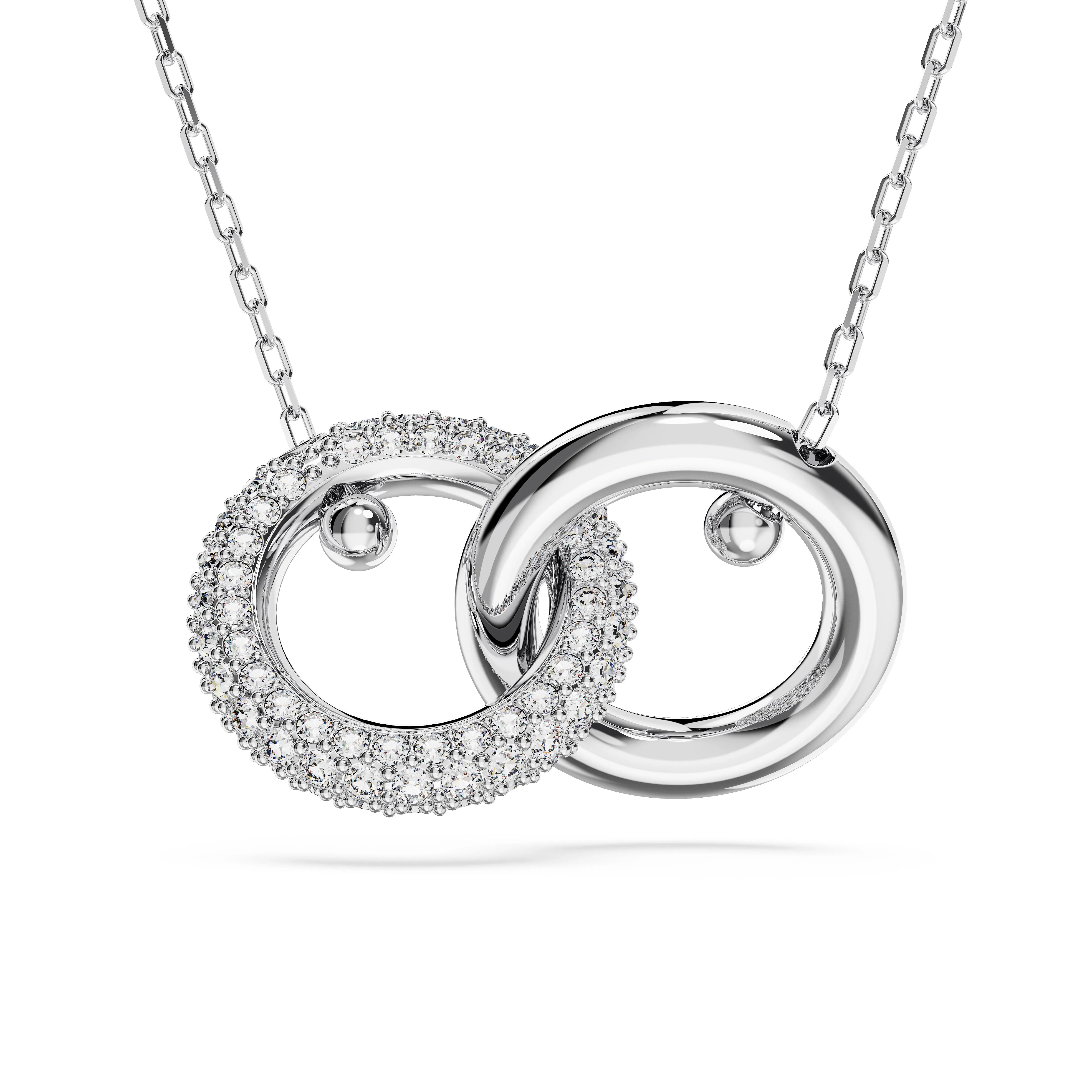 Swarovski Dextera Rhodium Interlocking Hoop Necklace