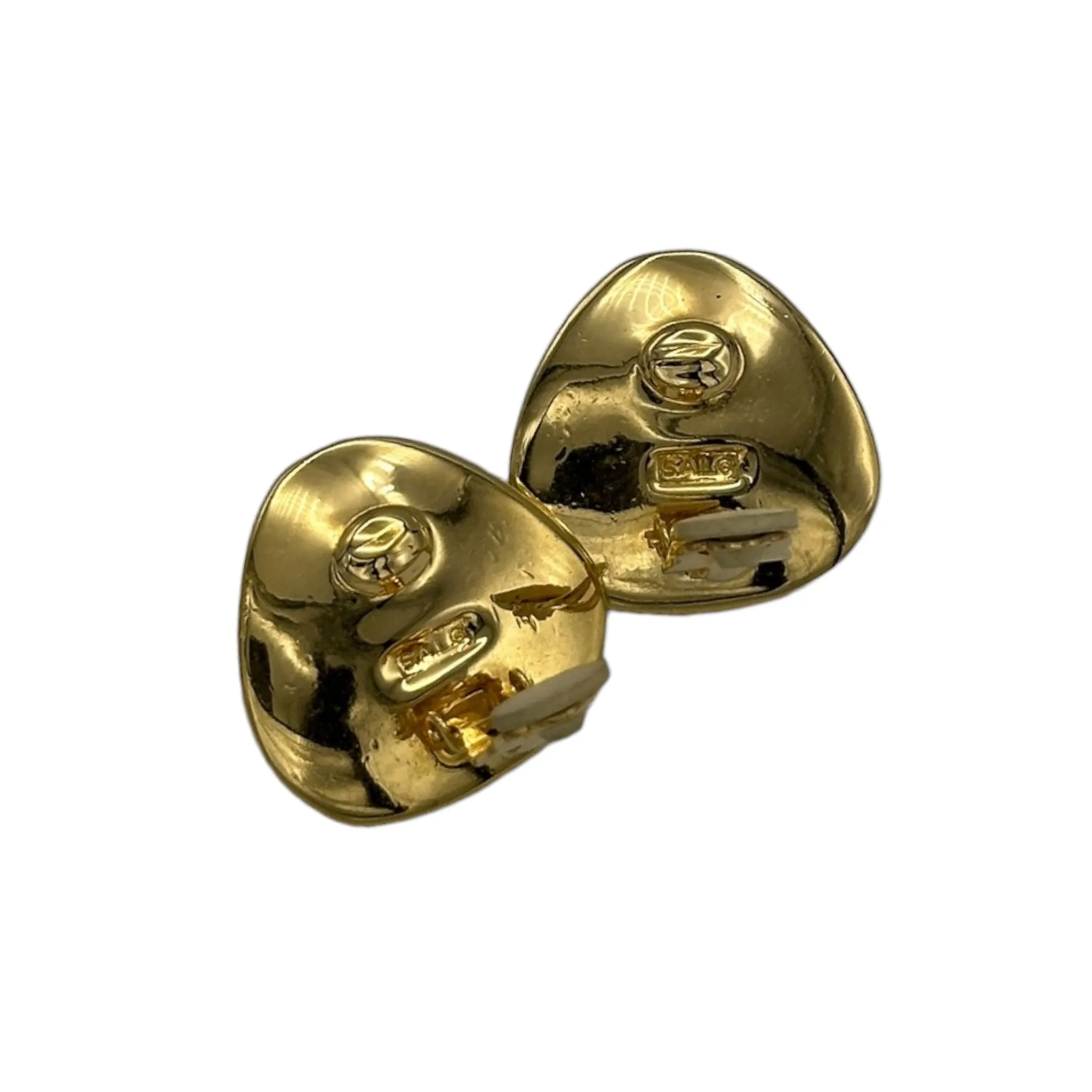 Swarovski Gold Diamante & Black Cabochon Vintage Clip-On Earrings