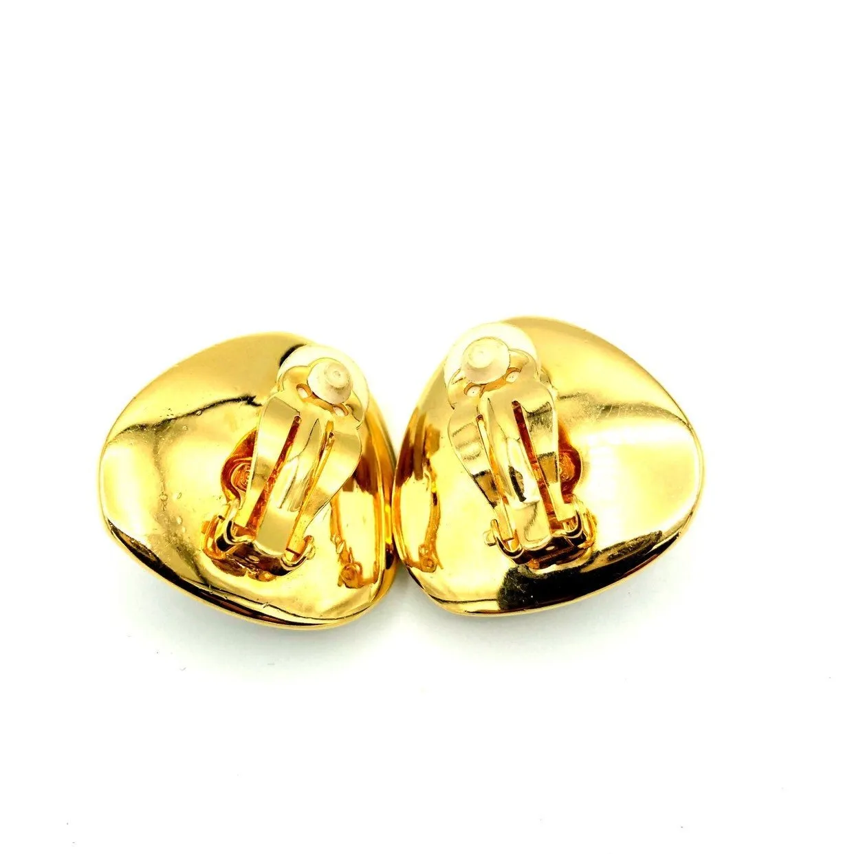 Swarovski Gold Diamante & Black Cabochon Vintage Clip-On Earrings