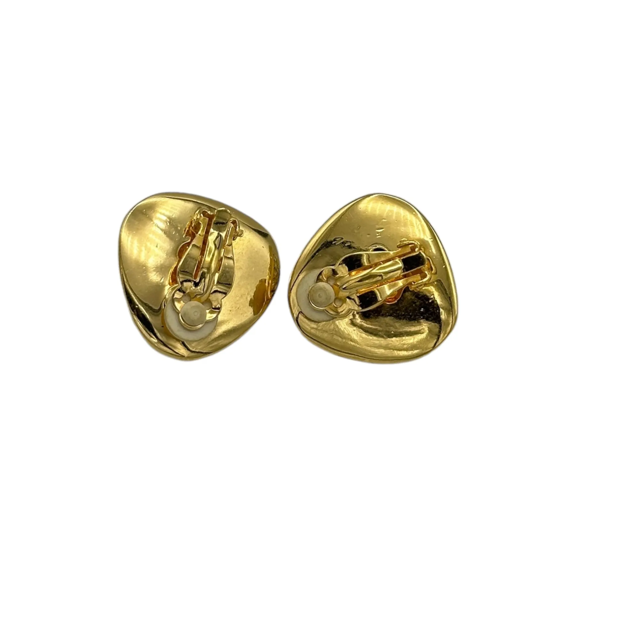 Swarovski Gold Diamante & Black Cabochon Vintage Clip-On Earrings