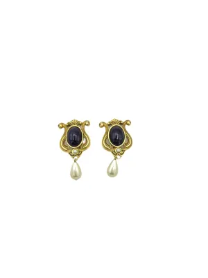 Swarovski SAL Victorian Revival Purple Cabochon Statement Clip-on Earrings