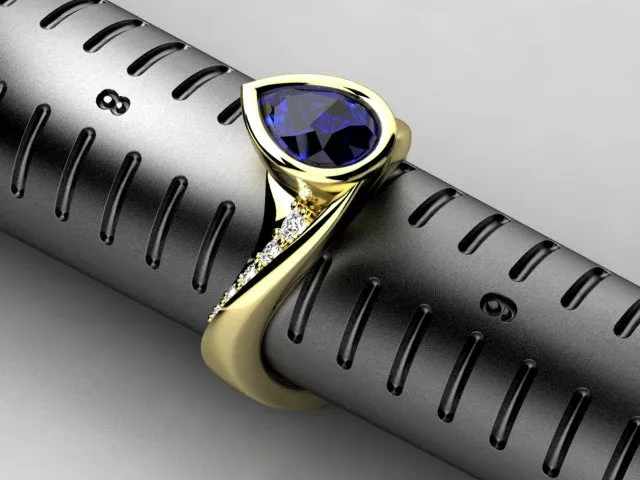 Tanzanite Diamond Ring With 8x6  Pear-shape Center