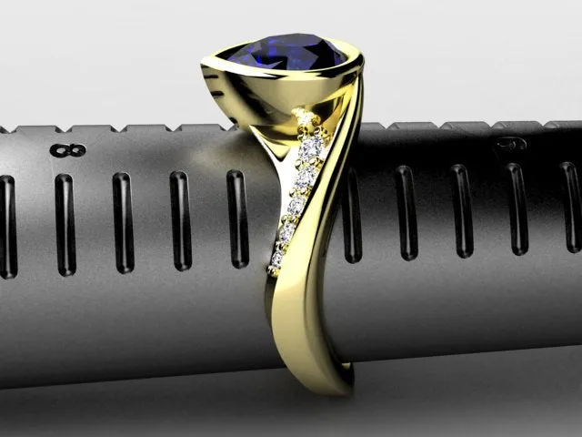 Tanzanite Diamond Ring With 8x6  Pear-shape Center