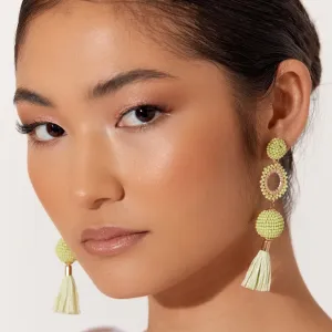 Tassel Drop Bead Earrings (Lime)