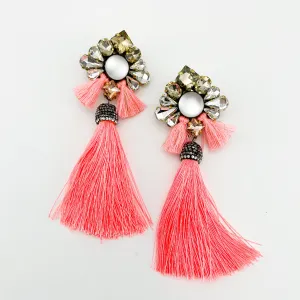 Tassel Peach Neon Earrings