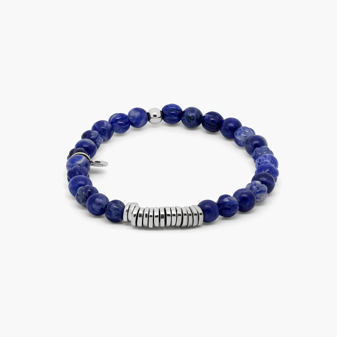 Tateossian Beaded Bracelet | Classic Discs bracelet with sodalite and sterling silver | Blue