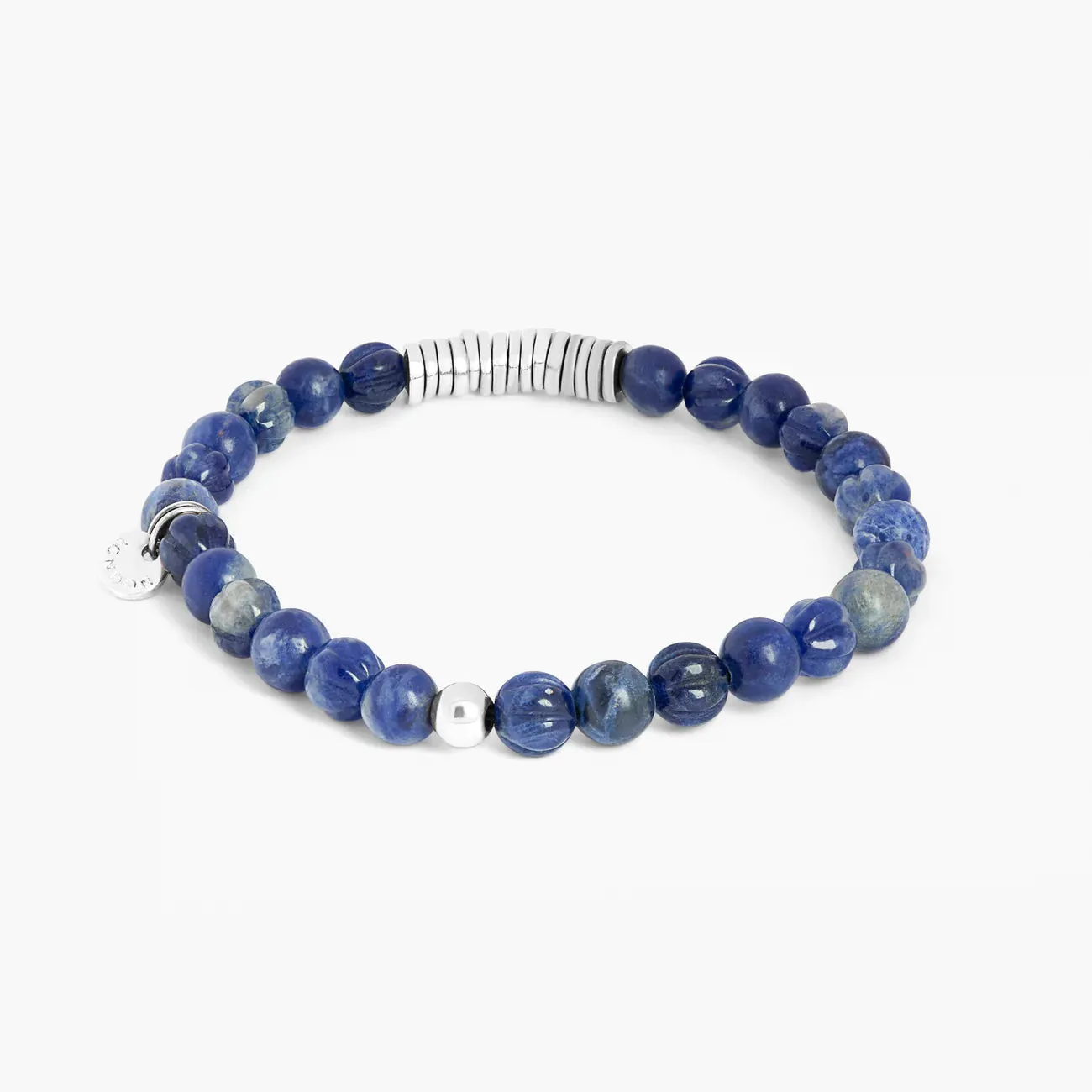 Tateossian Beaded Bracelet | Classic Discs bracelet with sodalite and sterling silver | Blue