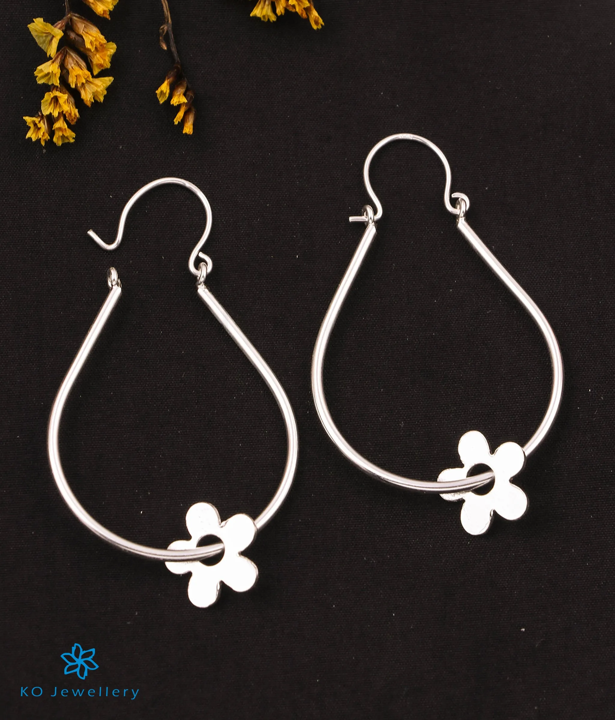 The Flower Flourish Silver Hoops