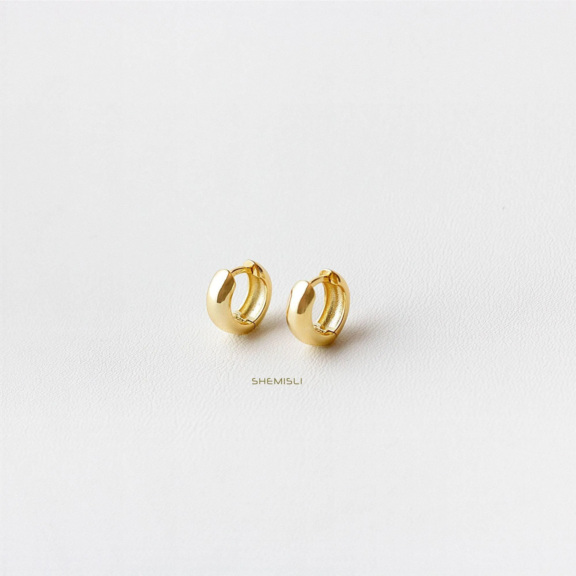 Thick Hoop Earring, Huggies, Unisex, Gold, Silver SHEMISLI - SH020