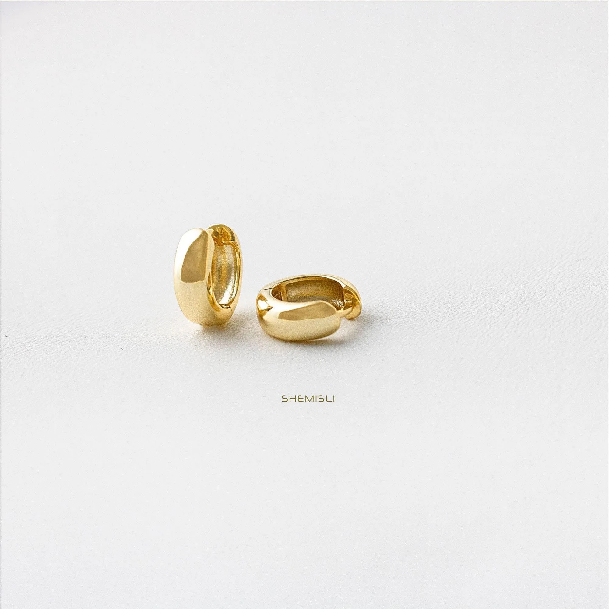 Thick Hoop Earring, Huggies, Unisex, Gold, Silver SHEMISLI - SH020