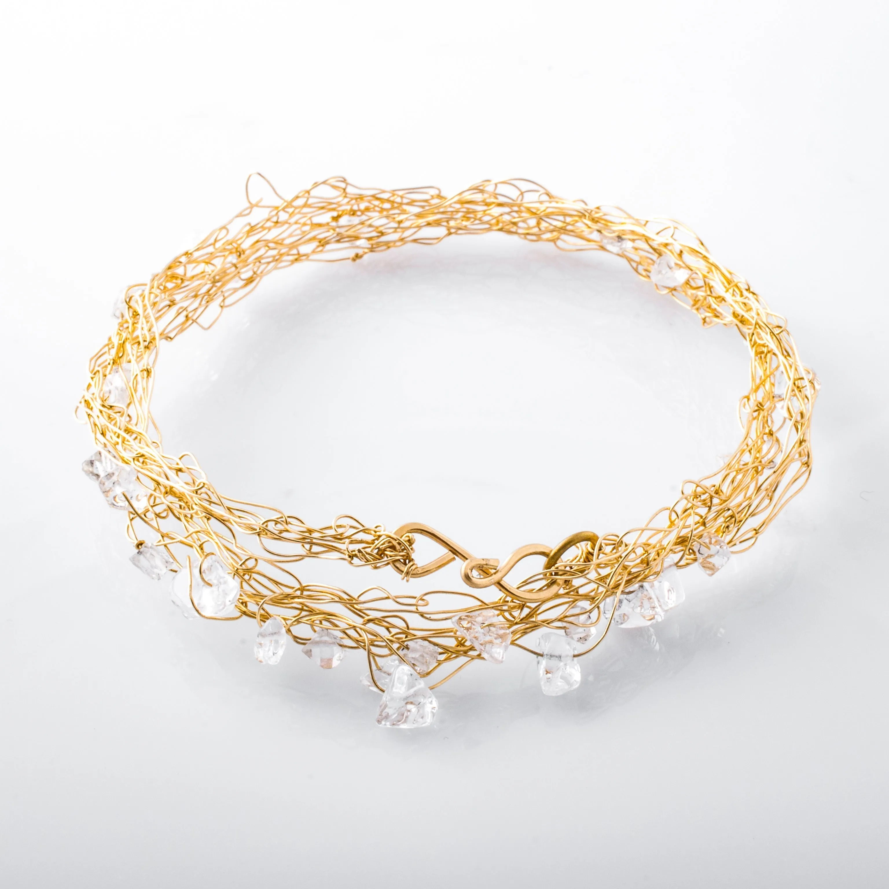 Thin Dual Layer Bangle with Raw Quartz