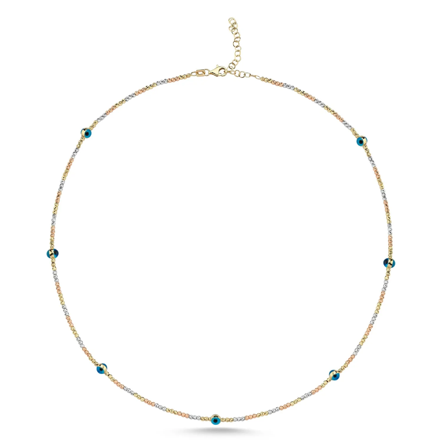 THREE GOLD BALL BOLD EVIL EYE NECKLACE