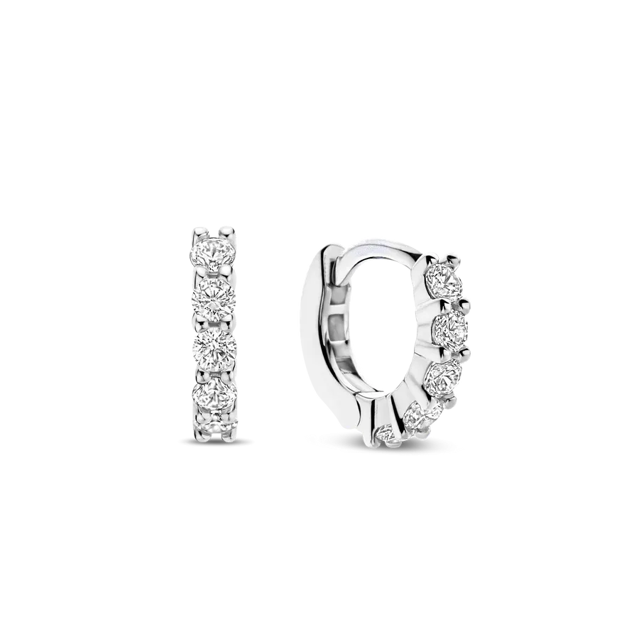 Ti Sento Milano 10mm Zirconia Silver Huggie Hoops
