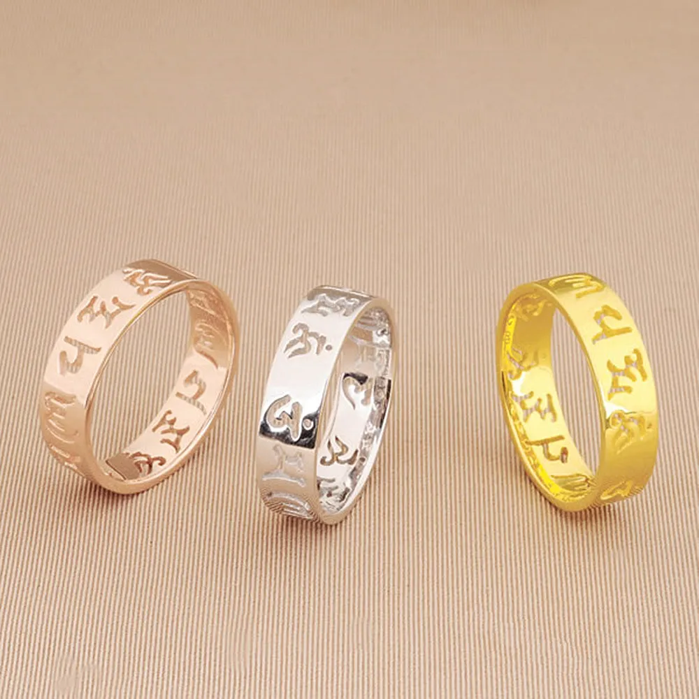 Tibetan Amulet Sanskrit Om Mani Padme Hum Ring