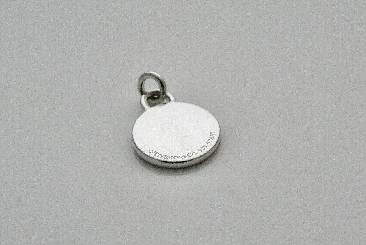 Tiffany & Co 1837 Blue Enamel Circle Pendant Charm For Bracelet Necklace Silver