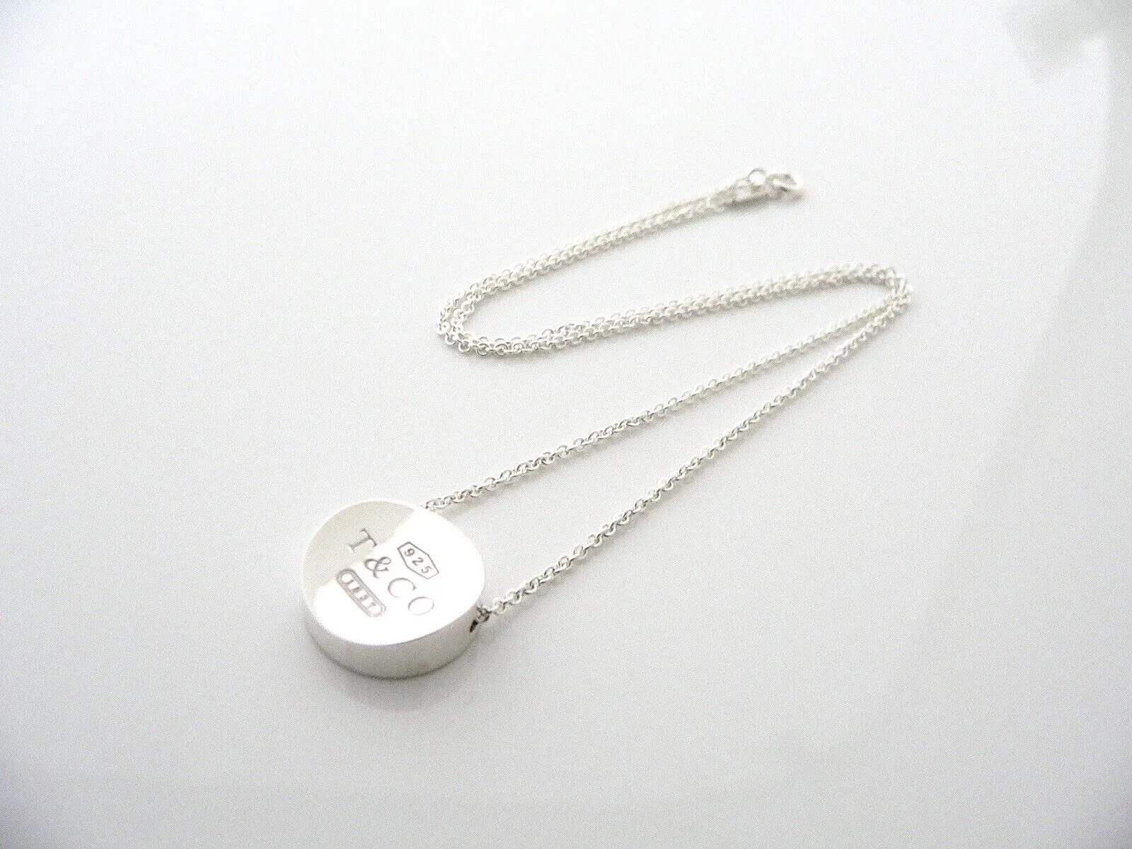 Tiffany & Co 1837 Necklace Concave Round Pendant Charm Chain Gift Love T and Co