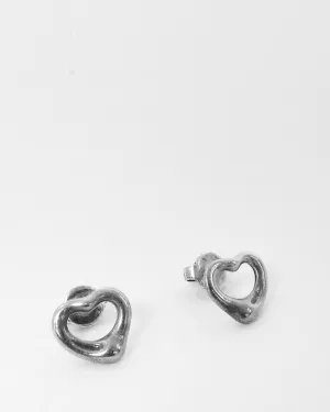 Tiffany & Co. 925 Silver Elsa Perreti Open Heart Stud Earrings