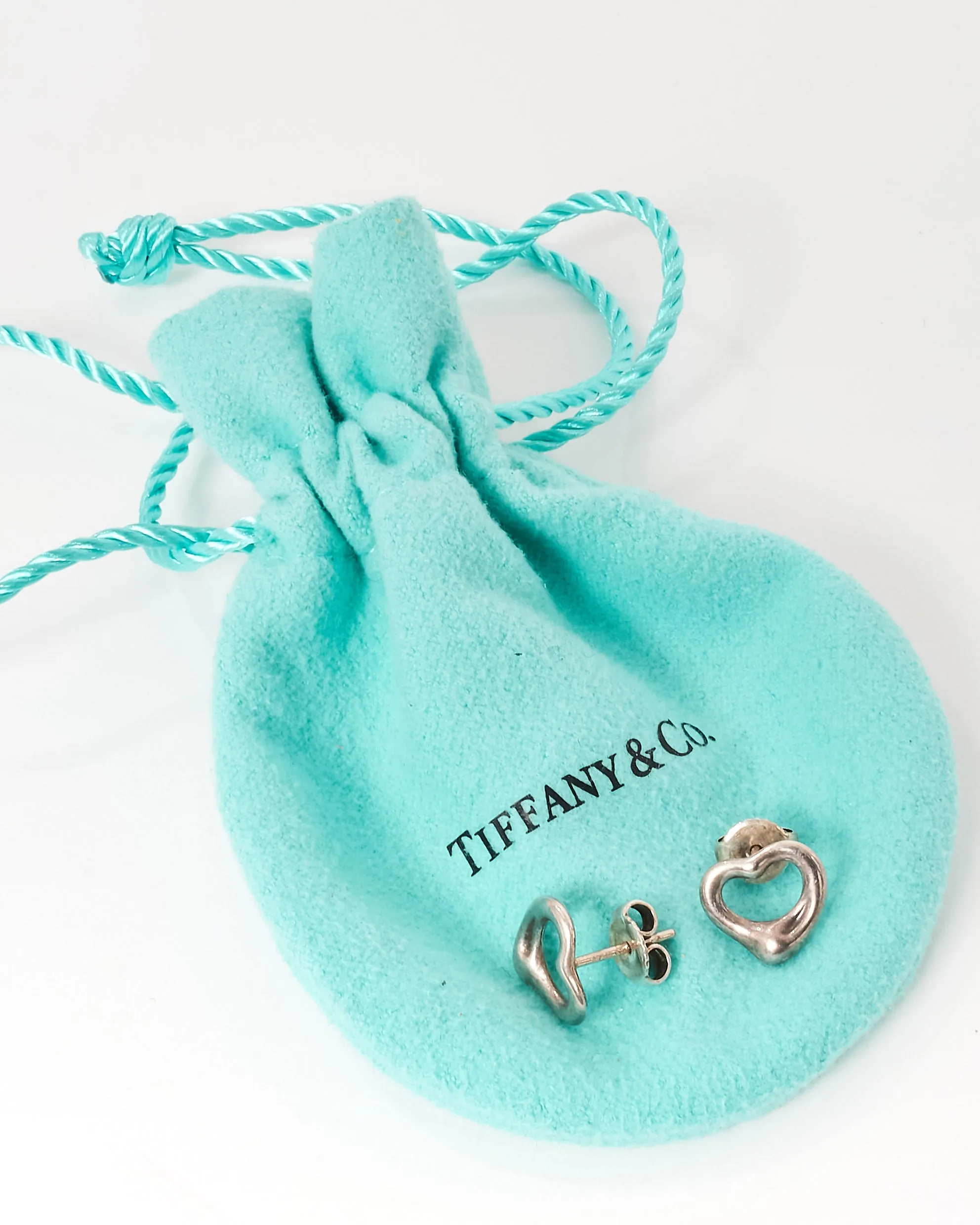 Tiffany & Co. 925 Silver Elsa Perreti Open Heart Stud Earrings