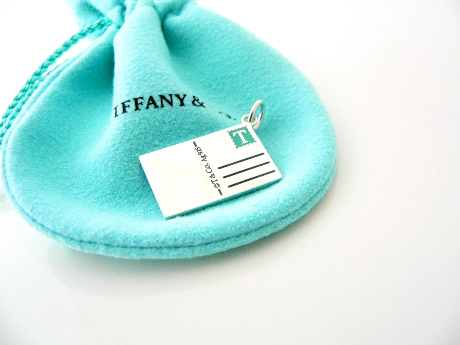 Tiffany & Co LONDON Postcard Blue Enamel Travel Charm Pendant 4 Necklace Bracelet MINT England UK