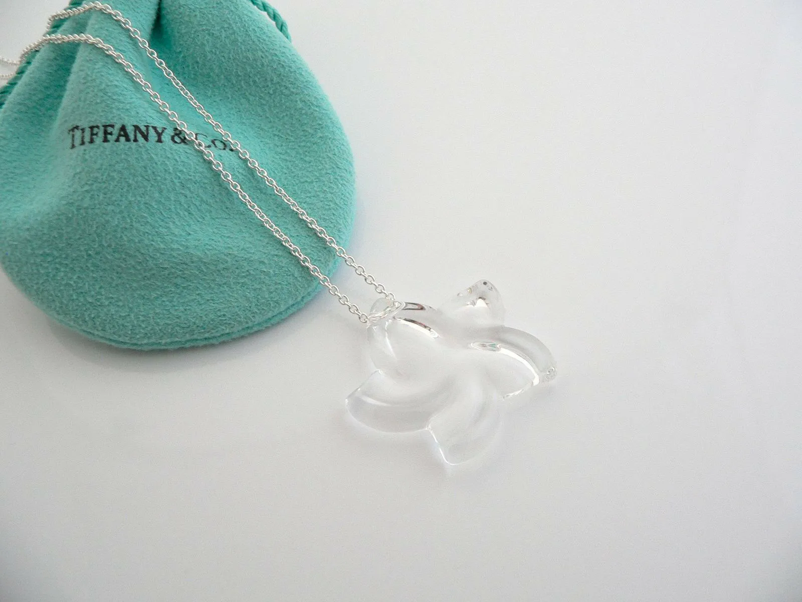 Tiffany & Co Peretti Silver Large Rock Crystal Star Necklace Pendant Charm Gift