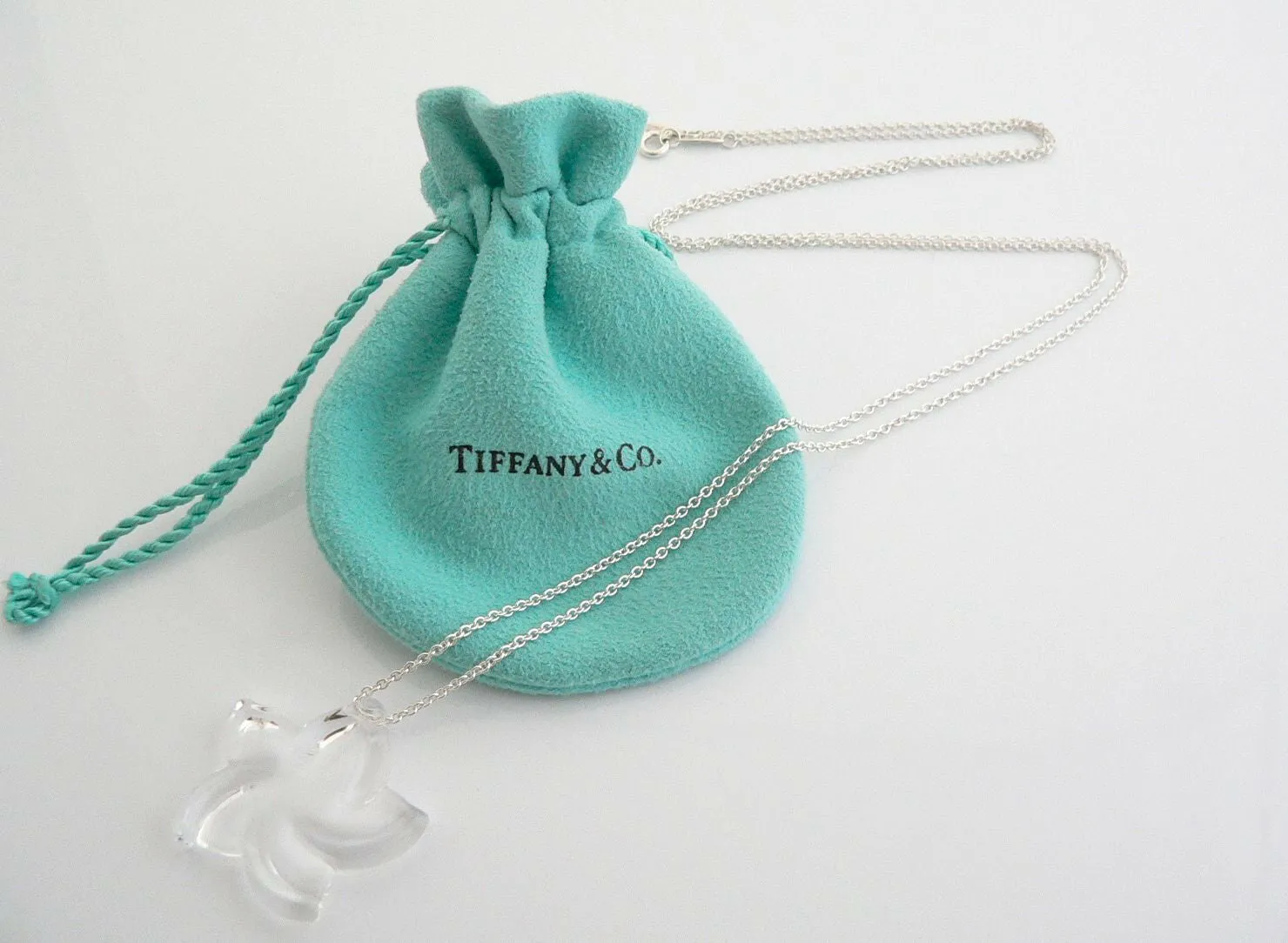 Tiffany & Co Peretti Silver Large Rock Crystal Star Necklace Pendant Charm Gift