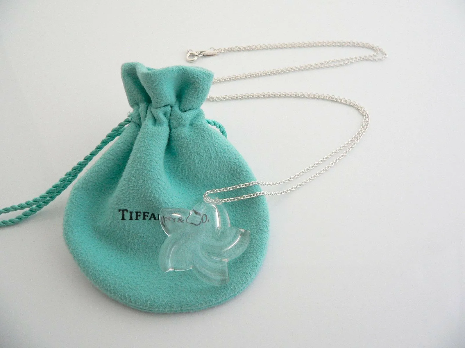 Tiffany & Co Peretti Silver Large Rock Crystal Star Necklace Pendant Charm Gift