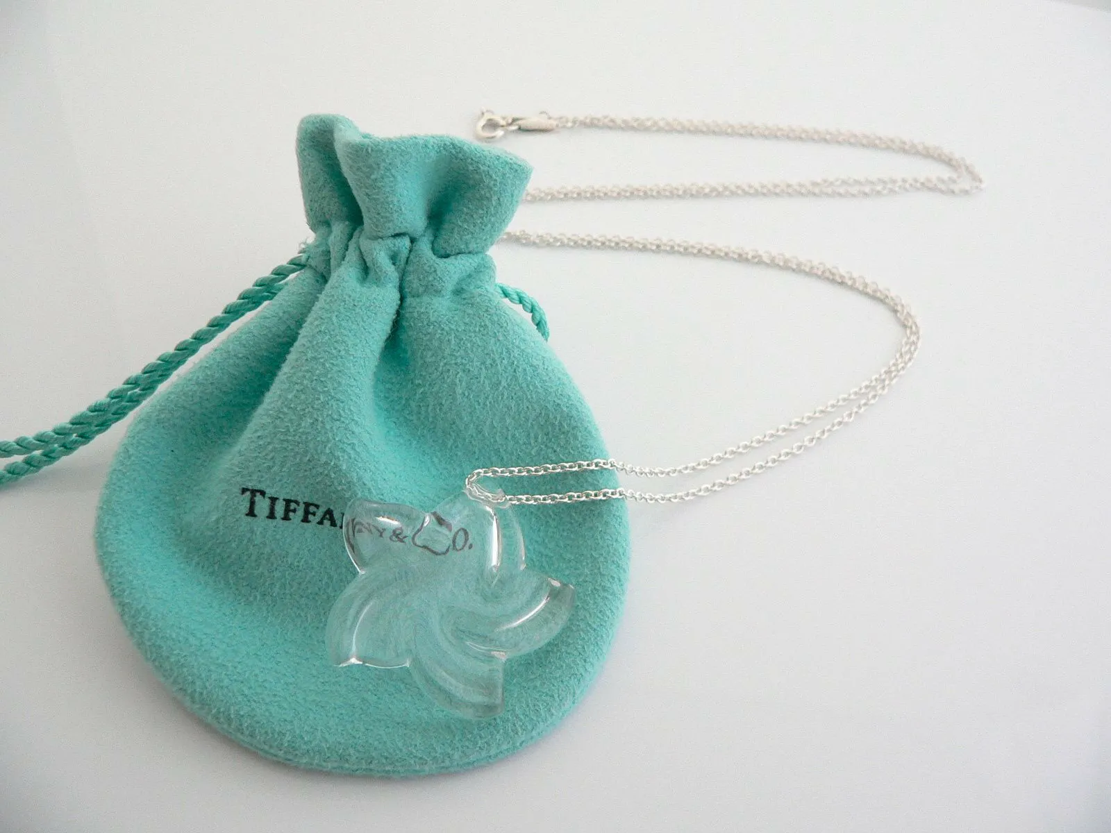 Tiffany & Co Peretti Silver Large Rock Crystal Star Necklace Pendant Charm Gift