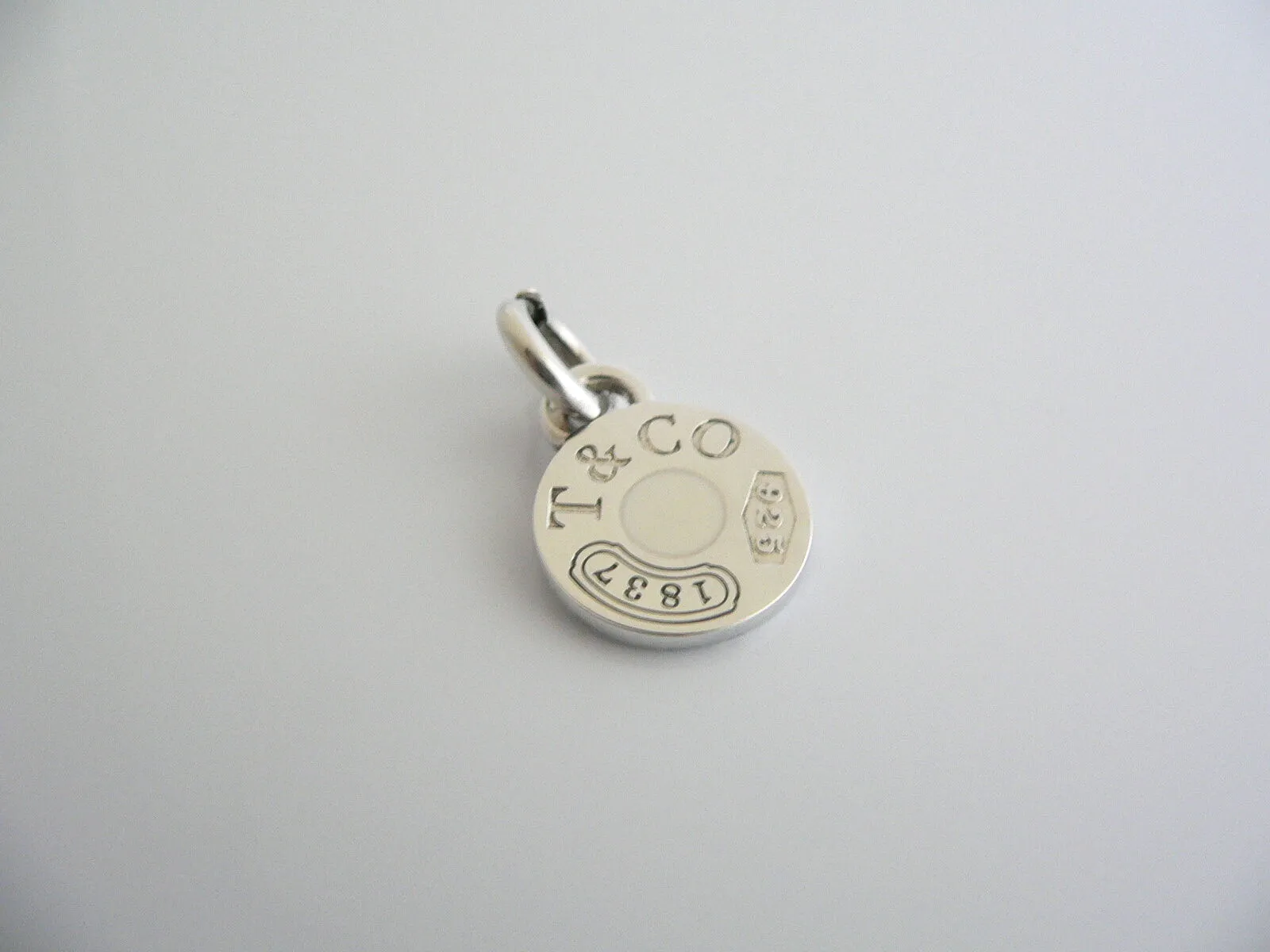 Tiffany & Co Silver 1837 Circle White Enamel Charm Pendant 4 Necklace  Bracelet