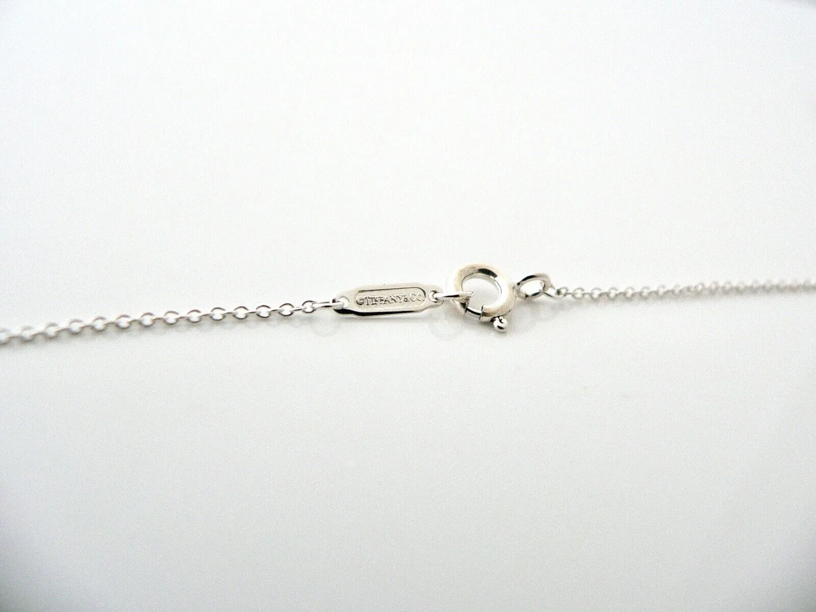 Tiffany & Co Silver Heart Key Hole Necklace Pendant 18 Inch Chain Gift Love Rare