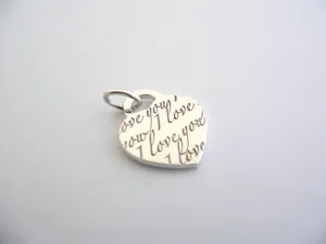 Tiffany & Co Silver I LOVE YOU Heart Charm Pendant 4 Necklace Bracelet Love Gift