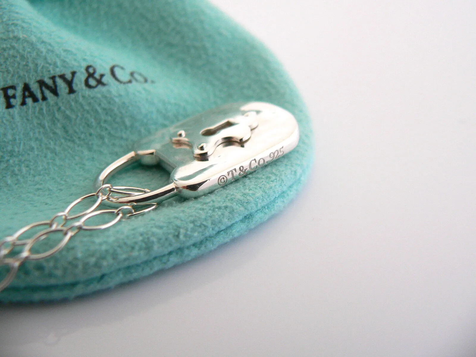 Tiffany & Co Silver Large Locks Necklace Pendant Charm 24 Inch Chain Gift Pouch