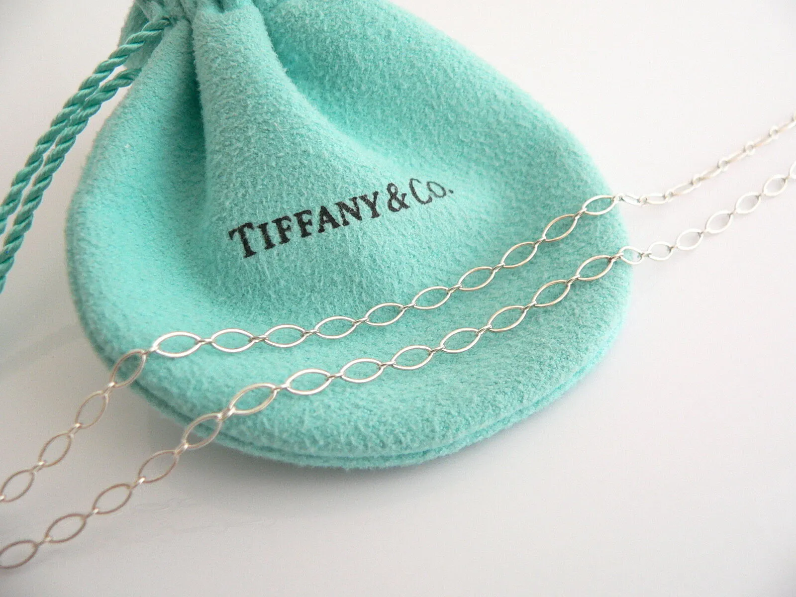 Tiffany & Co Silver Large Locks Necklace Pendant Charm 24 Inch Chain Gift Pouch