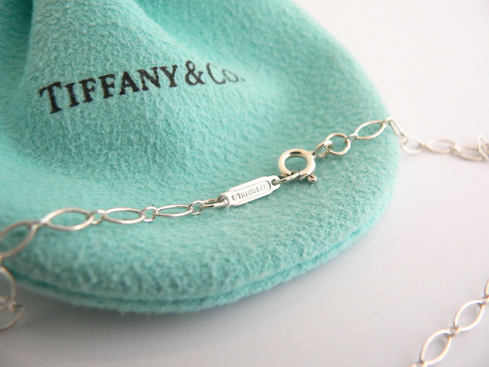Tiffany & Co Silver Large Locks Necklace Pendant Charm 24 Inch Chain Gift Pouch
