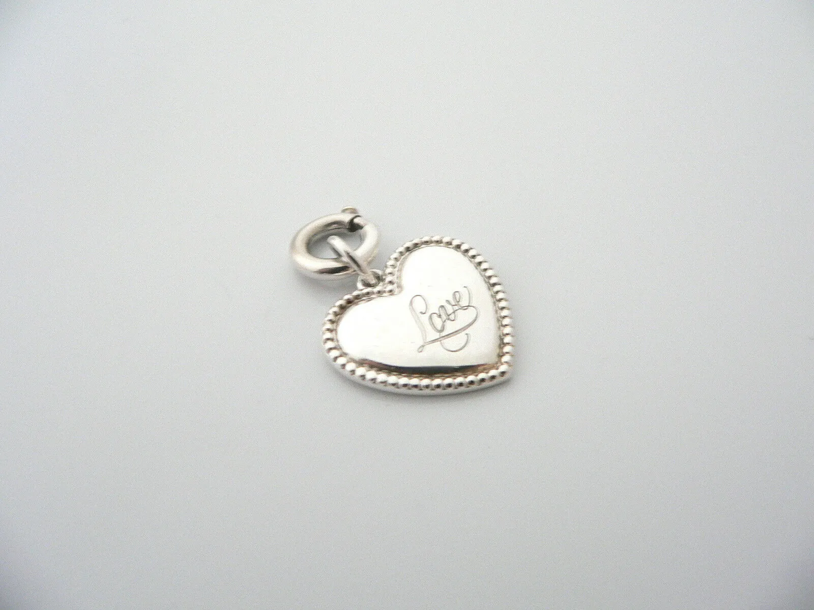 Tiffany & Co Silver Love Heart Bead Pendant Clasp Charm 4 Necklace Bracelet Gift