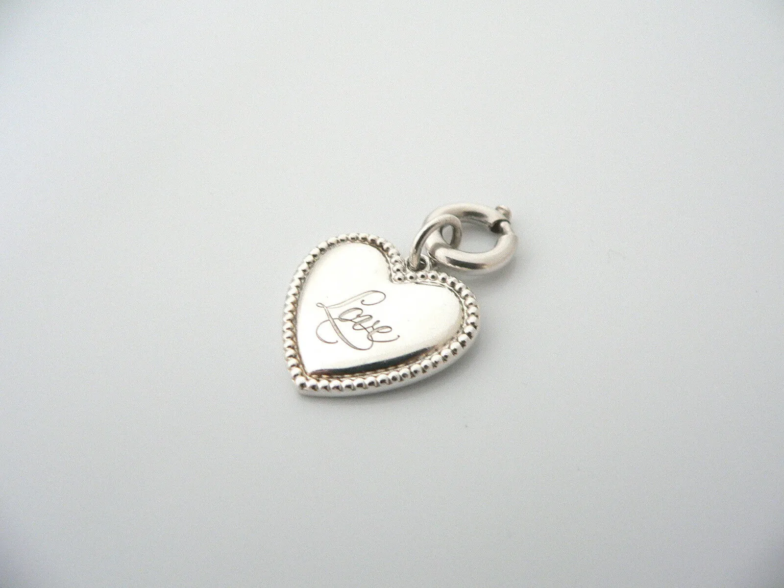 Tiffany & Co Silver Love Heart Bead Pendant Clasp Charm 4 Necklace Bracelet Gift