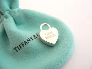 Tiffany & Co Silver Love Match Heart Padlock Pendant Charm Rare Pouch Gift Cool
