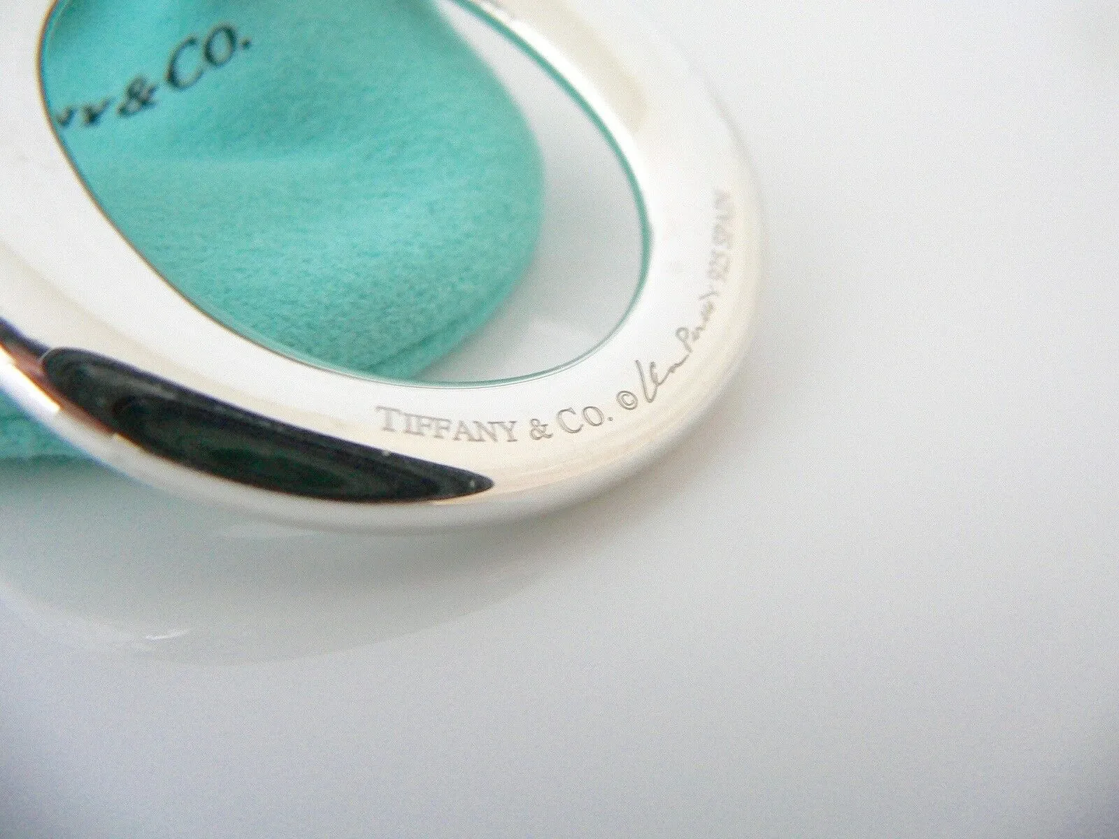 Tiffany & Co Silver Peretti XL Large Sevillana Oval Necklace Pendant Charm Cord