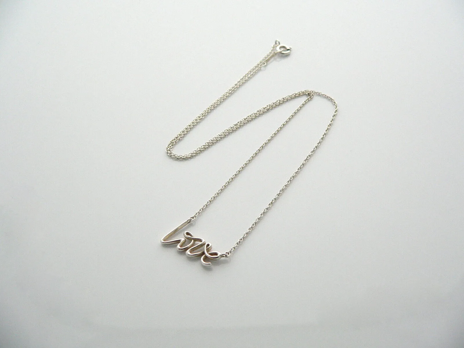 Tiffany & Co Silver Picasso Love Necklace Pendant Charm 17 Inch Chain Word Gift
