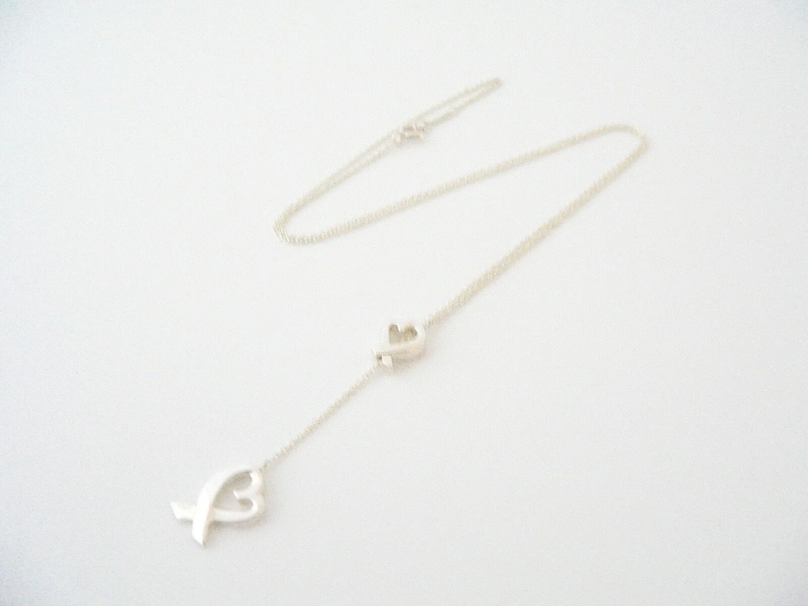 Tiffany & Co Silver Picasso Loving Heart Lariat Necklace Pendant Charm Gift