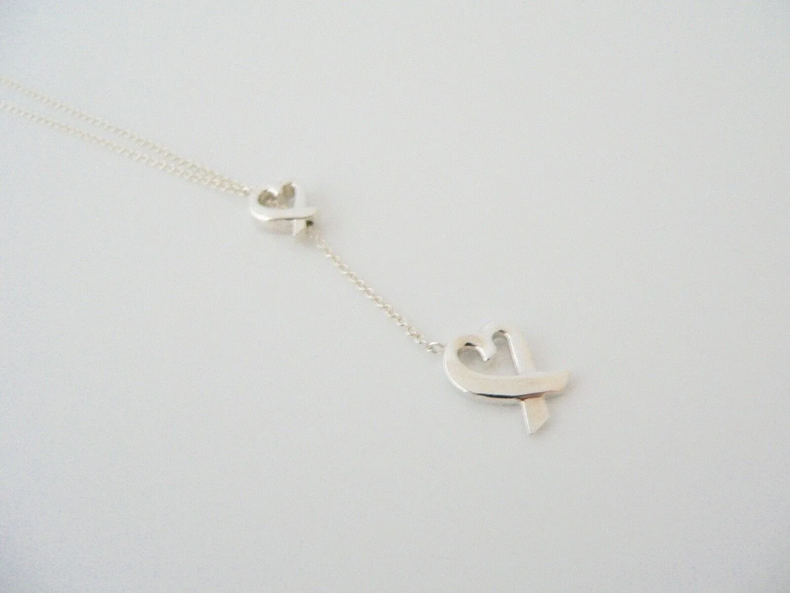 Tiffany & Co Silver Picasso Loving Heart Lariat Necklace Pendant Charm Gift