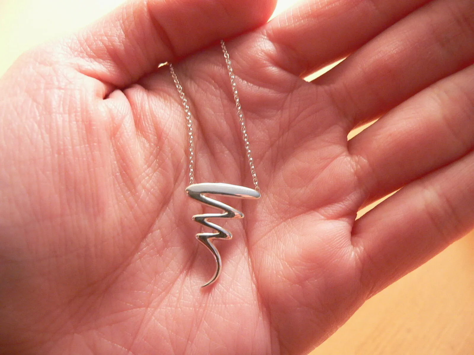 Tiffany & Co Silver Scribble Zig Zag Necklace Longer 22 Inch Squiggle Gift Love
