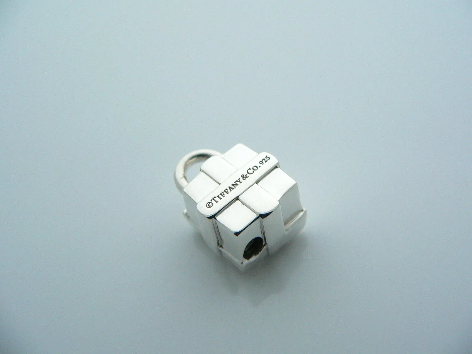 Tiffany & Co Silver Signature Gift Box Padlock Charm Pendant 4 Necklace Bracelet