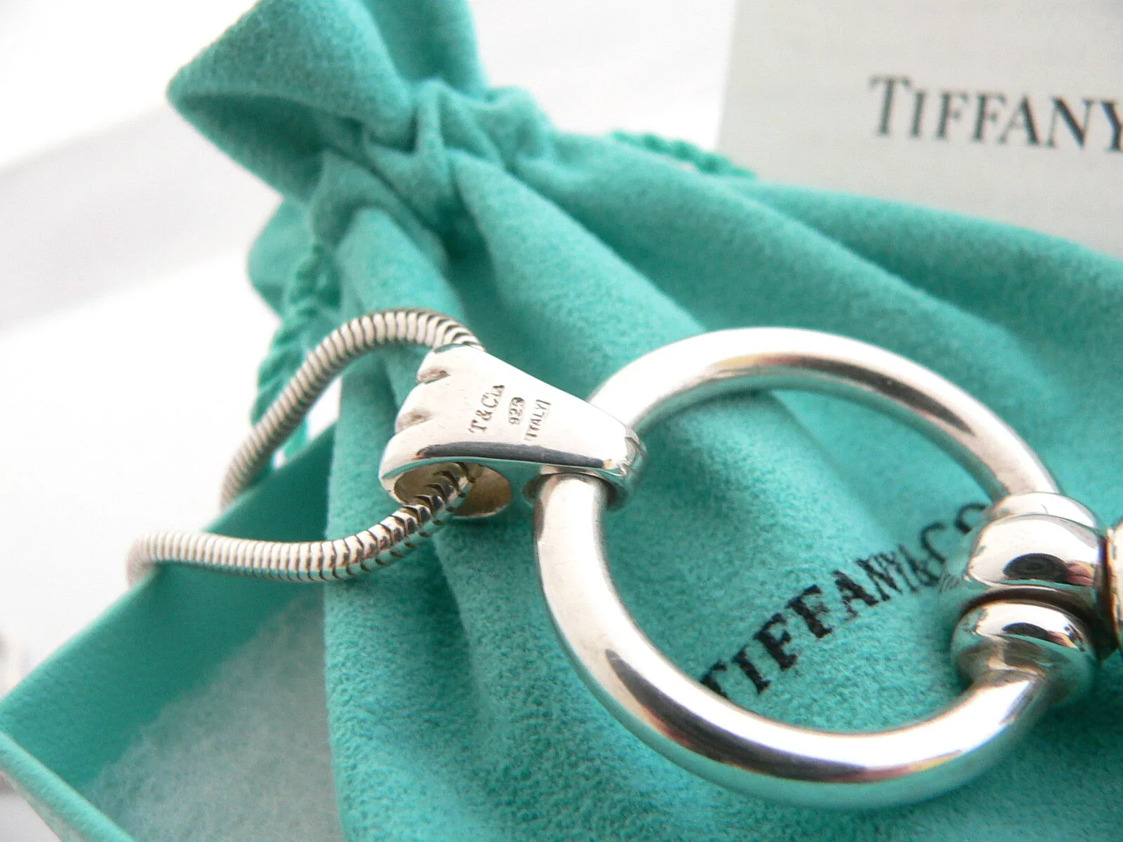 Tiffany & Co Silver Tassel Dangle Dangling Necklace Pendant 28 Inch Chain Gift