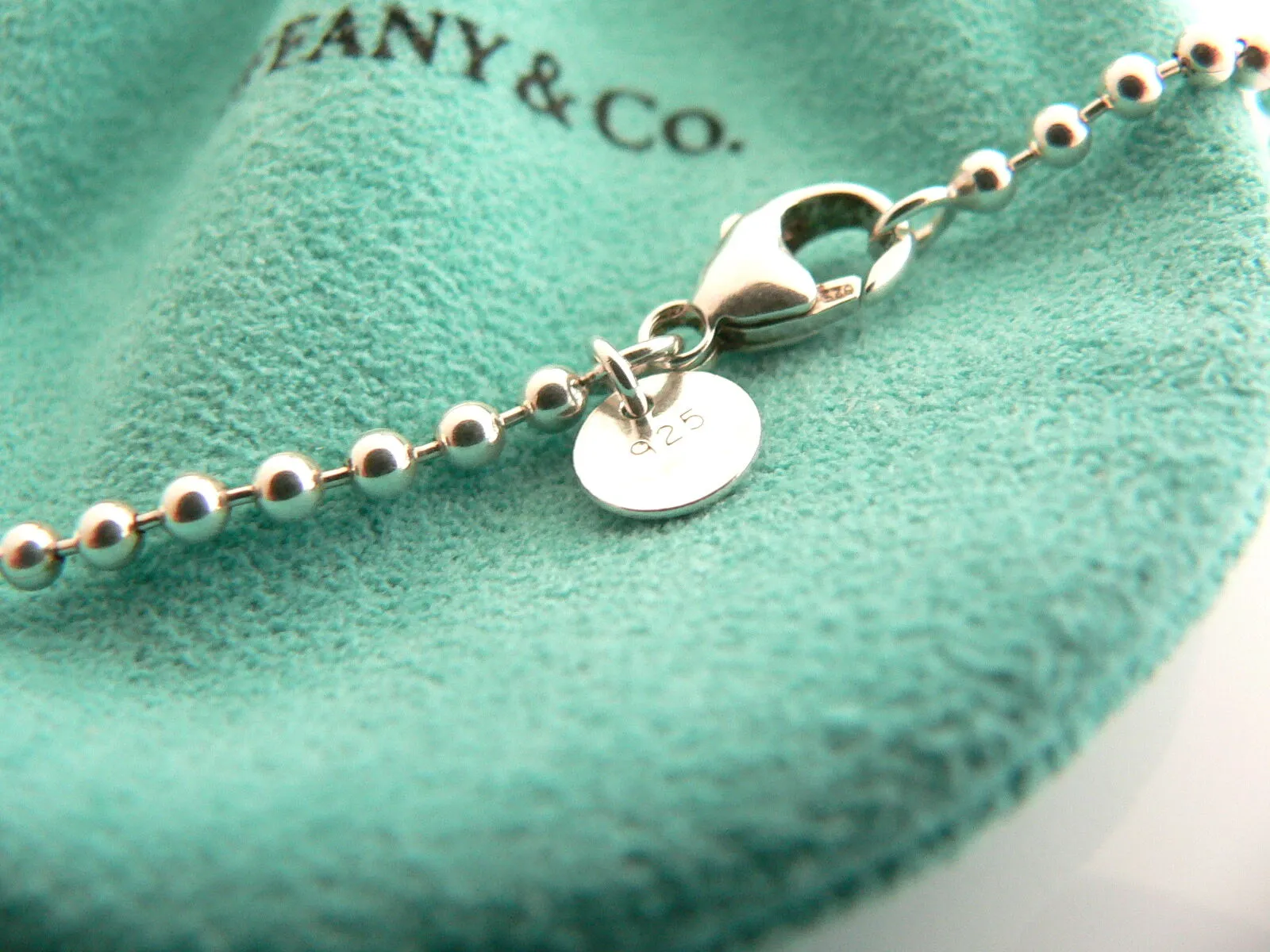 Tiffany & Co Silver Tassel Dangle Dangling Necklace Pendant 34 Inch Gift Pouch