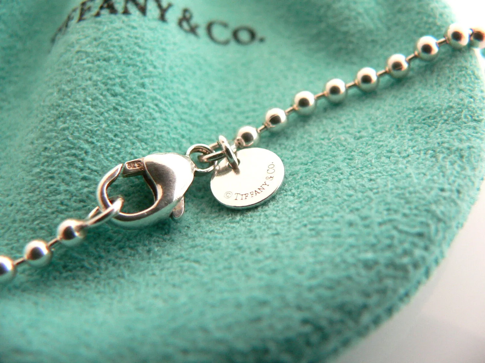 Tiffany & Co Silver Tassel Dangle Dangling Necklace Pendant 34 Inch Gift Pouch
