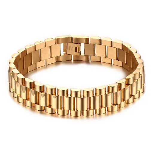 Time Stainless Steel Watch Band Bracelets - 15mm Gold