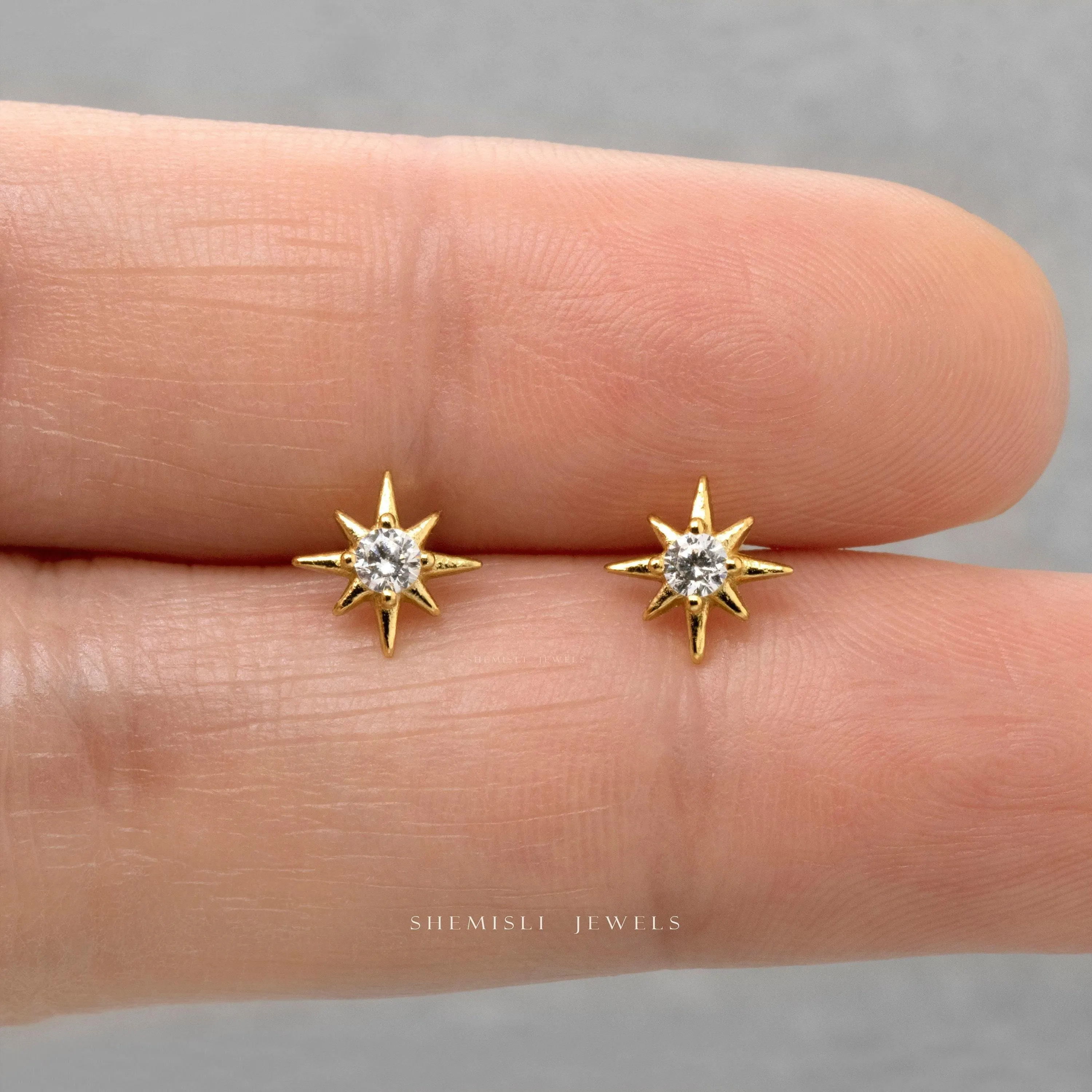 Tiny Star CZ Stud, Unisex, Gold, Silver SHEMISLI SS260