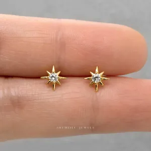 Tiny Star CZ Stud, Unisex, Gold, Silver SHEMISLI SS260
