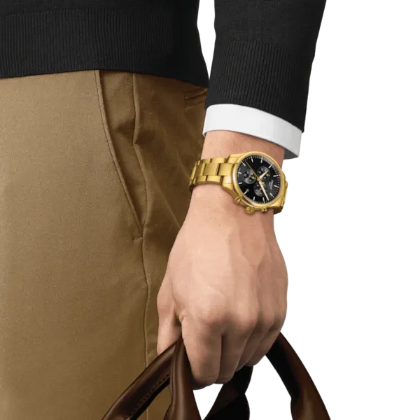 TISSOT CHRONO XL CLASSIC BLACK ON PVD BRACELET